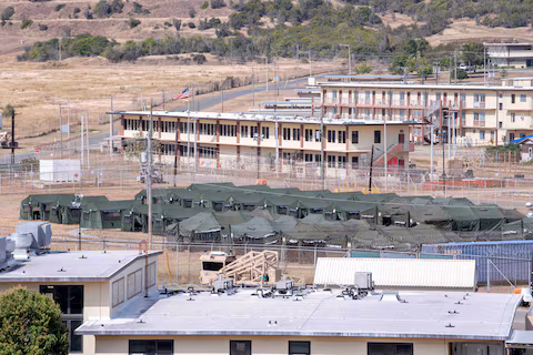 Newly erected holding tents for detained migrants are seen at the United States' Naval Station Guantanamo Bay in Guantanamo Bay, Cuba, February 21, 2025