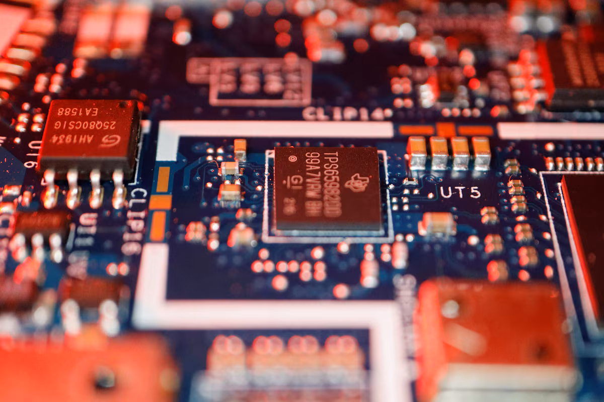 Semiconductor chips are seen on a circuit board of a computer in this illustration picture taken February 25, 2022.