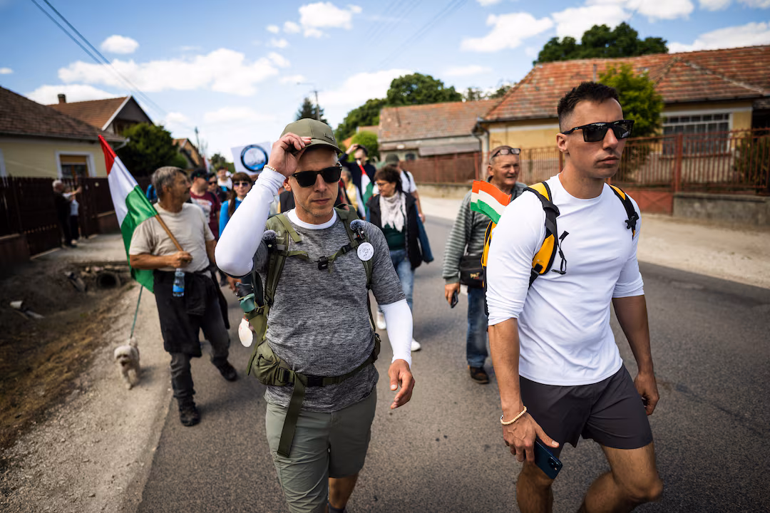 Hungarian Opposition Leader Magyar Walks Through Romania Courting Ethnic Hungarians